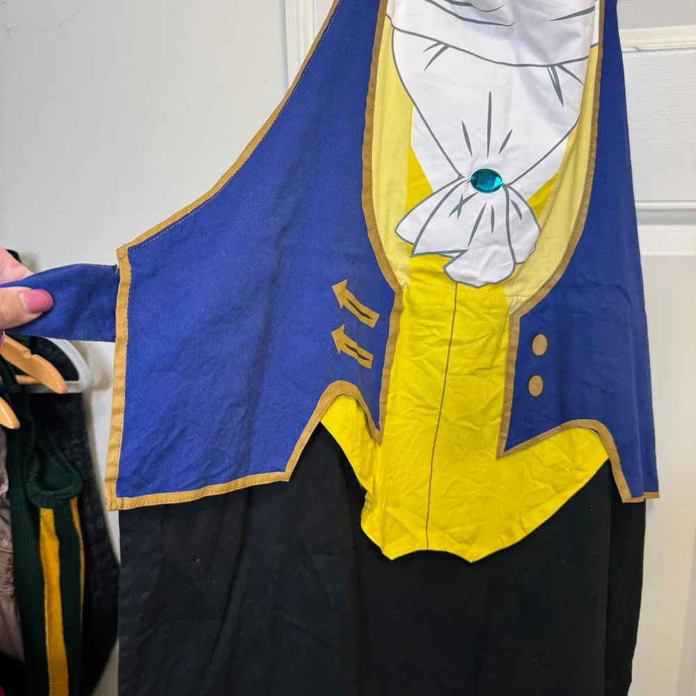 Disney Unisex Beauty and the Beast Apron Set OS Yellow Blue Belle Beast Cosplay